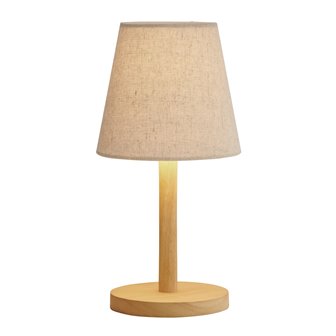 Bezprzewodowa lampka stołowa drewniana Tess zapalona